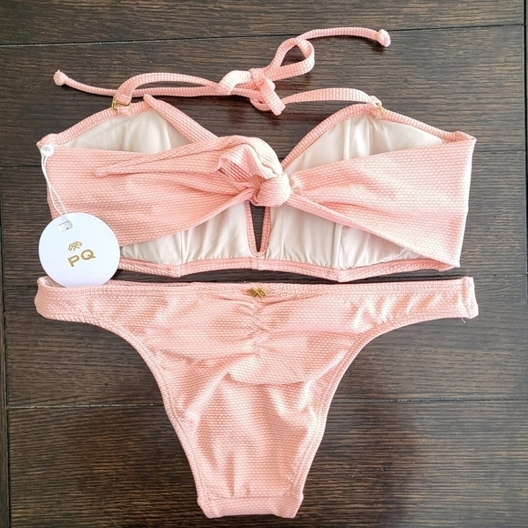 PQ Swim Coral Coast Chrissy Bandeau/Basic Ruched Bikini Bottom Set NWT Small - Picture 14 of 17
